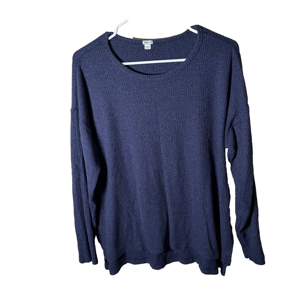 Aerie Thermal Top Women's Medium Blue Long Sleeve Round Neck Knit Casual